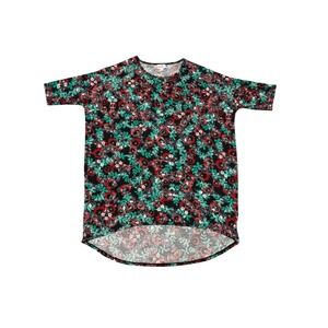 LuLaRoe Irma Tunic Top Women S Floral Red Teal High Low Short Sleeve Shirt #125